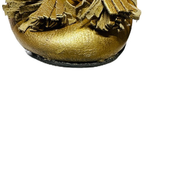 Tory Burch Reese Distressed Gold Tassel Leather Ballet Flats Size 8 - Picture 10 of 10